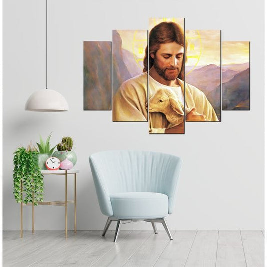 Cuadro Decorativo 5 Piezas - Cristo el buen pastor